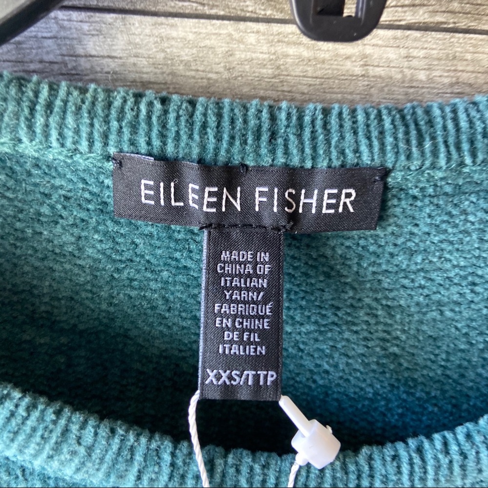Eileen fisher knit cotton short sleeve green shirt - Picture 2 of 6